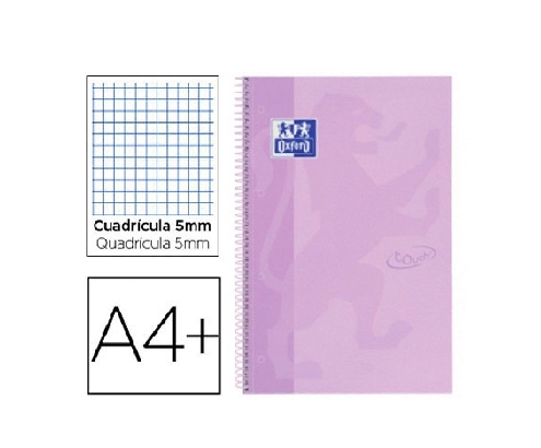 LIBRETA OXFORD EUROPEANBOOK A4+ TAPA EXTRADURA MALVA PASTEL 400117273