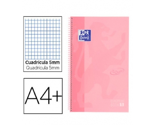 LIBRETA OXFORD EUROPEANBOOK PASTEL A4+ TAPA EXTRADURA FLAMINGO 400117272