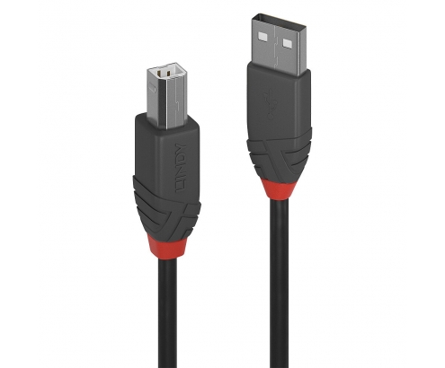 Lindy 36671 cable USB 0,5 m USB 2.0 USB A USB B Negro, Gris