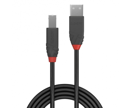 Lindy 36671 cable USB 0,5 m USB 2.0 USB A USB B Negro, Gris
