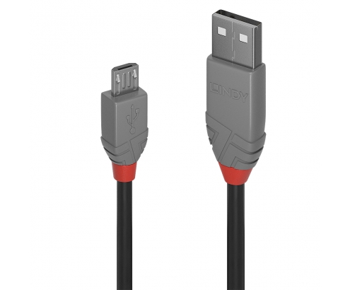 Lindy 36731 cable USB 0,5 m USB 2.0 USB A Micro-USB B Negro, Gris