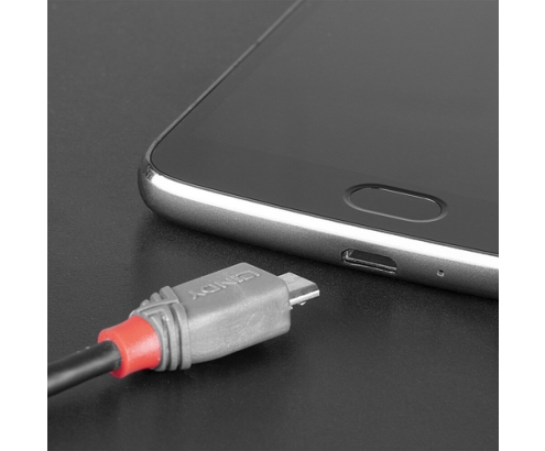 Lindy 36892 cable USB USB 2.0 2 m USB C Micro-USB B Negro, Gris