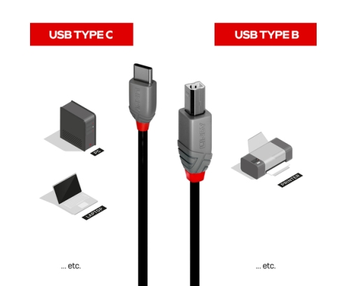 Lindy 36941 cable USB USB 2.0 1 m USB C USB B Negro