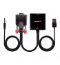 Lindy 38284 adaptador de cable de vÍ­deo VGA (D-Sub) + 3,5mm HDMI + USB Negro