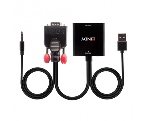 Lindy 38284 adaptador de cable de vÍ­deo VGA (D-Sub) + 3,5mm HDMI + USB Negro
