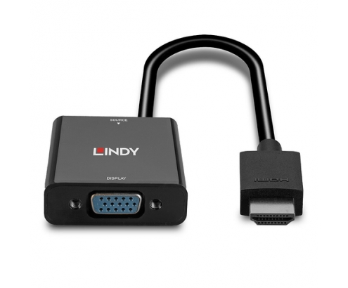 Lindy 38291 adaptador de cable de vÍ­deo 0,1 m HDMI tipo A (Estándar) VGA (D-Sub) Negro