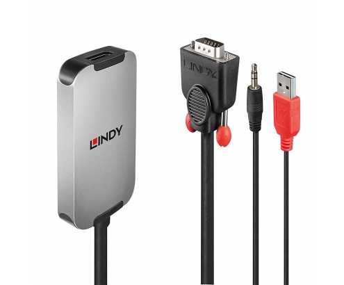 Lindy 38296 adaptador de cable de vÍdeo Negro, Blanco