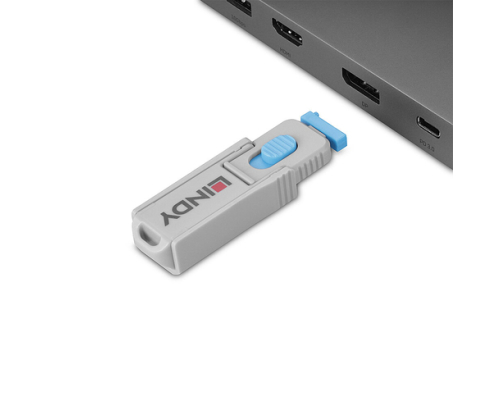 Lindy 40324 bloqueador de puerto Bloqueador de puerto + clave DisplayPort Azul Acrilonitrilo butadieno estireno (ABS) 5 pieza(s)