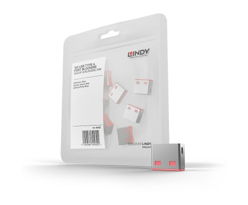 Lindy 40460 bloqueador de puerto USB tipo A Rosa Acrilonitrilo butadieno estireno (ABS) 10 pieza(s)