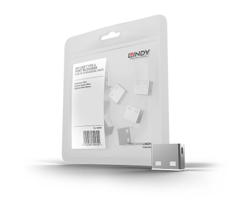 Lindy 40464 bloqueador de puerto USB tipo A Blanco Acrilonitrilo butadieno estireno (ABS) 10 pieza(s)
