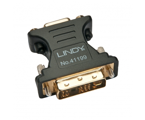 Lindy 41199 cambiador de género para cable VGA DVI-I Negro, Oro