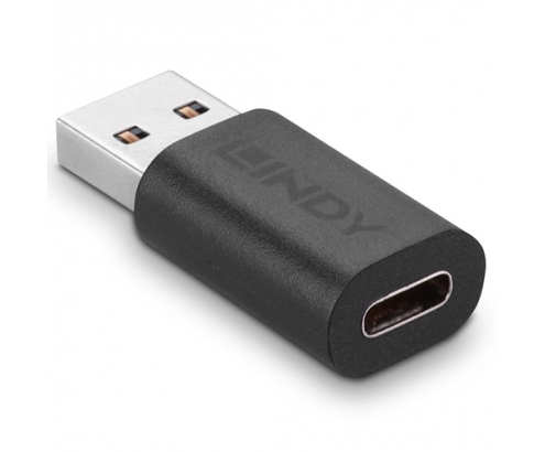Lindy 41904 cambiador de género para cable USB 3.2 Type A USB 3.2 Type C Negro