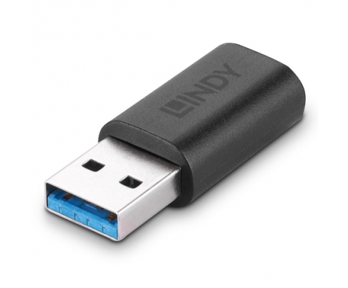Lindy 41904 cambiador de género para cable USB 3.2 Type A USB 3.2 Type C Negro