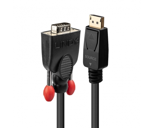 Lindy 41943 adaptador de cable de vÍ­deo 3 m VGA (D-Sub) DisplayPort Negro