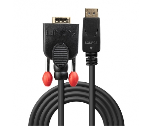 Lindy 41943 adaptador de cable de vÍ­deo 3 m VGA (D-Sub) DisplayPort Negro