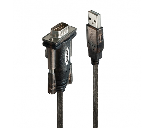 Lindy 42855 cable de serie Gris, Transparente 1,5 m USB tipo A DB-9