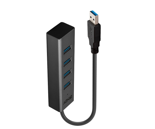Lindy 43324 hub de interfaz USB 3.2 Gen 1 (3.1 Gen 1) Type-A 5000 Mbit/s Negro