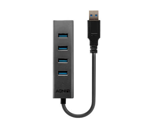 Lindy 43324 hub de interfaz USB 3.2 Gen 1 (3.1 Gen 1) Type-A 5000 Mbit/s Negro
