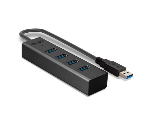 Lindy 43324 hub de interfaz USB 3.2 Gen 1 (3.1 Gen 1) Type-A 5000 Mbit/s Negro