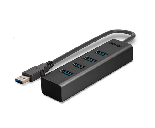 Lindy 43324 hub de interfaz USB 3.2 Gen 1 (3.1 Gen 1) Type-A 5000 Mbit/s Negro