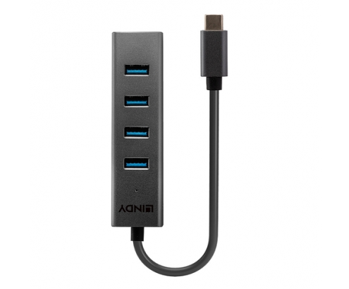 Lindy 43325 hub de interfaz USB 3.2 Gen 1 (3.1 Gen 1) Type-C 5000 Mbit/s Gris