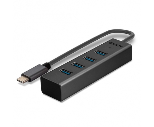 Lindy 43325 hub de interfaz USB 3.2 Gen 1 (3.1 Gen 1) Type-C 5000 Mbit/s Gris