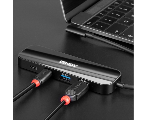 Lindy 43334 hub de interfaz USB 3.2 Gen 2 (3.1 Gen 2) Type-C 10000 Mbit/s Negro