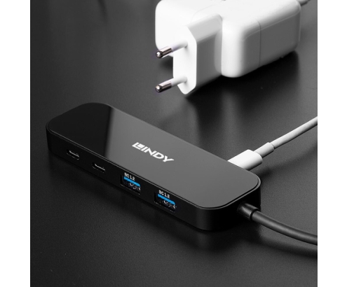 Lindy 43334 hub de interfaz USB 3.2 Gen 2 (3.1 Gen 2) Type-C 10000 Mbit/s Negro