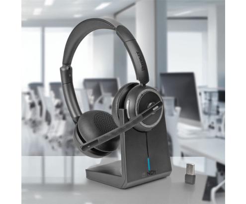 Lindy L118 Auriculares Inalámbrico Diadema Oficina/Centro de llamadas USB Tipo C Bluetooth Base de carga Negro
