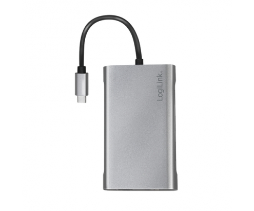 LogiLink UA0382 base para portátil y replicador de puertos Alámbrico USB 3.2 Gen 1 (3.1 Gen 1) Type-C Plata