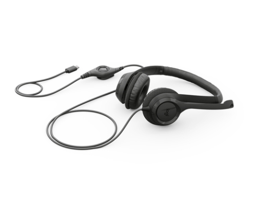 Logitech Auriculares con Cable H390 para PC/Portátil, Auriculares Estéreo con Micrófono con Supresión de Ruido, USB-C, Controles en línea, funcio