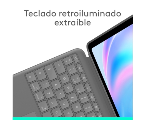 Logitech Combo Touch, Funda con Teclado, iPad Air 13 Pulgadas (M2)(2024) - Teclado retroiluminado extraíble con Soporte abatible, Escritura cómoda,