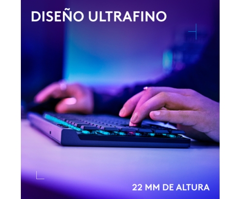Logitech G G515 LIGHTSPEED TKL Teclado inalámbrico discreto para gaming, LIGHTSYNC RGB, diseño fino sin sección numérica, teclas de PBT, interrupt
