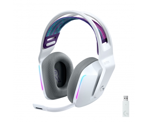 Logitech G G733 LIGHTSPEED Wireless RGB Gaming Headset Auriculares Inalámbrico Diadema Juego Blanco