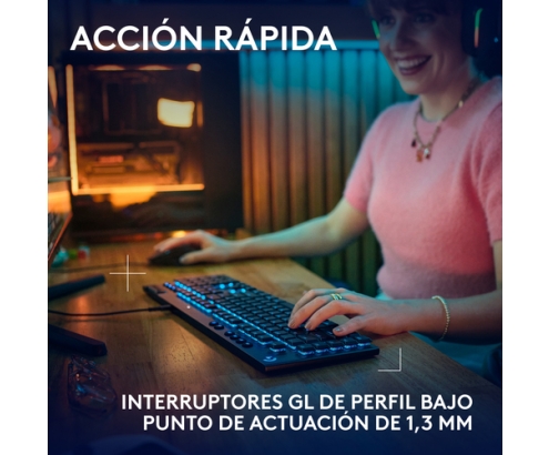 Logitech G Teclado mecánico para gaming con cable de perfil bajo G915 X, teclas de PBT de doble moldeado, teclas totalmente programables, iluminació