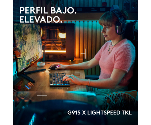 Logitech G Teclado para gaming inalámbrico de perfil bajo G915 X LIGHTSPEED TKL, teclas de PBT de doble moldeado, teclas totalmente programables, ret
