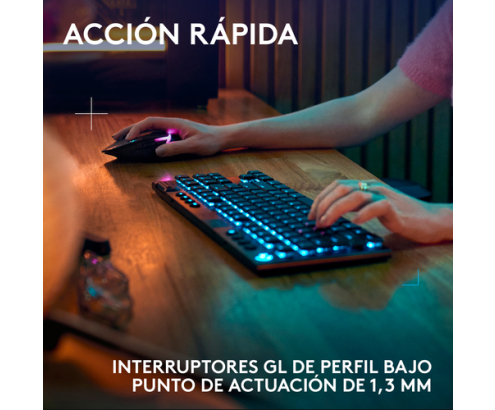 Logitech G Teclado para gaming inalámbrico de perfil bajo G915 X LIGHTSPEED TKL, teclas de PBT de doble moldeado, teclas totalmente programables, ret