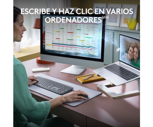 Logitech MK950 Signature Slim, teclado y ratón inalámbricos, diseño elegante, escritura y clics discretos, uso alternante de 3 dispositivos, Blueto