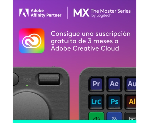 Logitech MX Creative Console, keypad programable con 9 teclas LCD personalizables y dial de control para diseño gráfico, edición de vídeo, fotogra