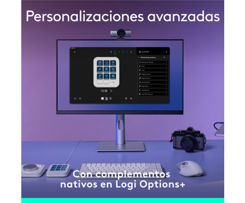 Logitech MX Creative Console, keypad programable con 9 teclas LCD personalizables y dial de control para diseño gráfico, edición de vídeo, fotogra