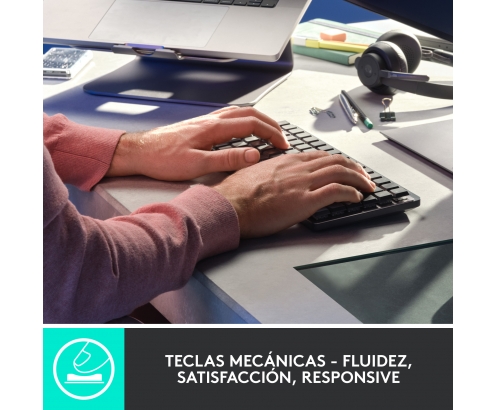 Logitech MX Mini Mechanical teclado RF Wireless + Bluetooth QWERTY Internacional de EE.UU. Grafito, Gris