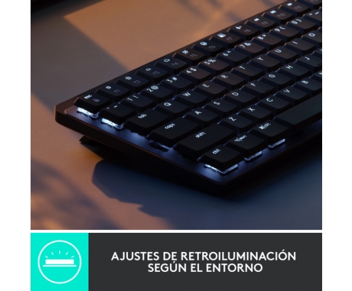 Logitech MX Mini Mechanical teclado RF Wireless + Bluetooth QWERTY Internacional de EE.UU. Grafito, Gris