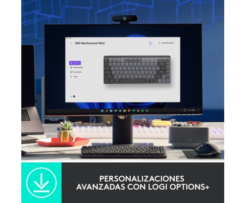 Logitech MX Mini Mechanical teclado RF Wireless + Bluetooth QWERTY Internacional de EE.UU. Grafito, Gris