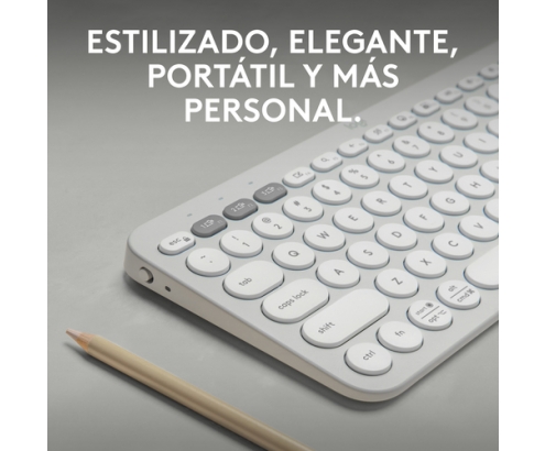 Logitech Pebble Keys 2 K380s teclado RF Wireless + Bluetooth QWERTY Español Blanco