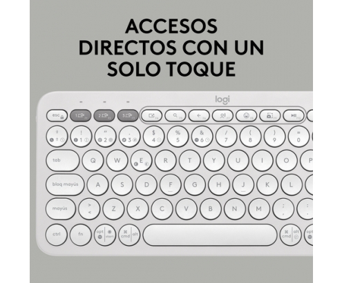 Logitech Pebble Keys 2 K380s teclado RF Wireless + Bluetooth QWERTY Español Blanco