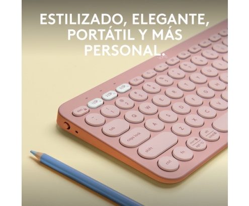 Logitech Pebble Keys 2 K380s teclado RF Wireless + Bluetooth QWERTY Español Rosa