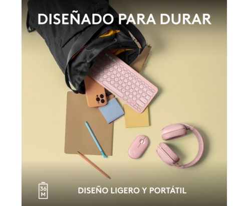 Logitech Pebble Keys 2 K380s teclado RF Wireless + Bluetooth QWERTY Español Rosa