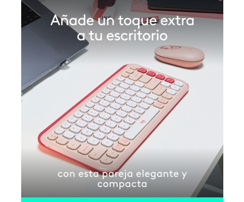 Logitech POP ICON COMBO, combinación de teclado y ratón Bluetooth, escritura cómoda, teclas y botones programables, clics discretos, Easy-Switch ha
