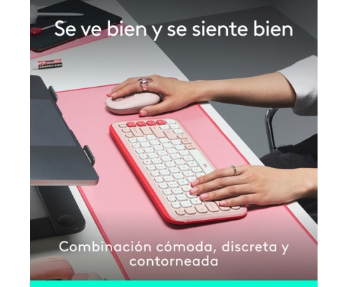 Logitech POP ICON COMBO, combinación de teclado y ratón Bluetooth, escritura cómoda, teclas y botones programables, clics discretos, Easy-Switch ha