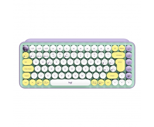 Logitech POP Keys Wireless Mechanical Keyboard With Emoji Keys teclado RF Wireless + Bluetooth QWERTY Español Color menta, Violeta, Blanco, Amarillo